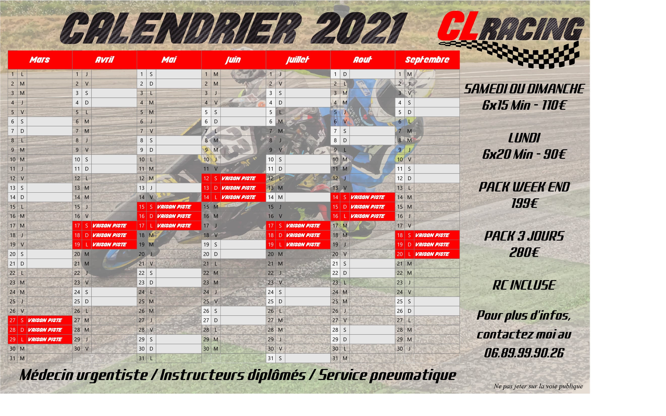 Calendrier Roulage 